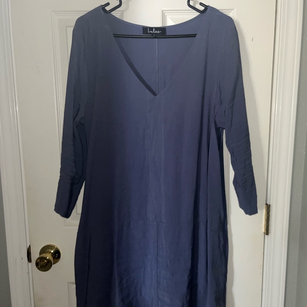 Lulus Blue Longsleeve Dress w Pockets (Large)